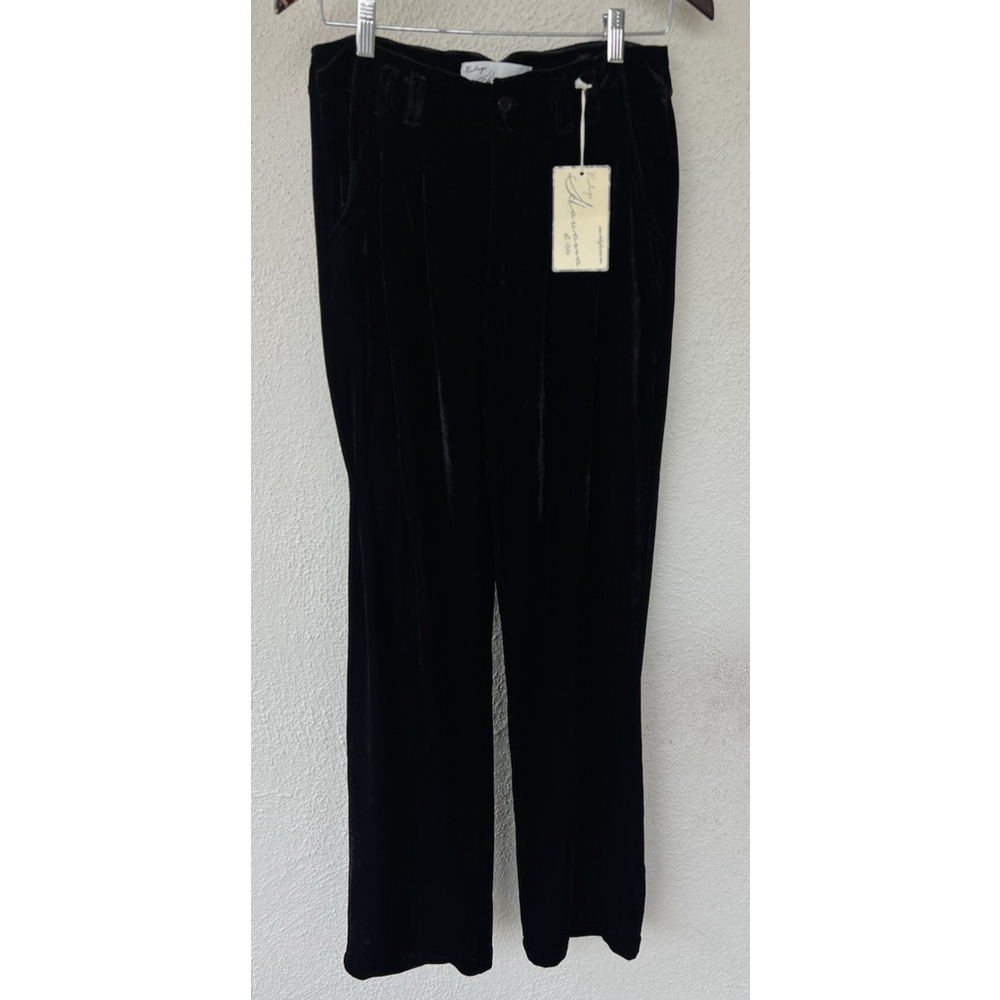 Vintage Havana Crushed Black Velvet Wide Leg Pants Women’s Medium Retro Goth